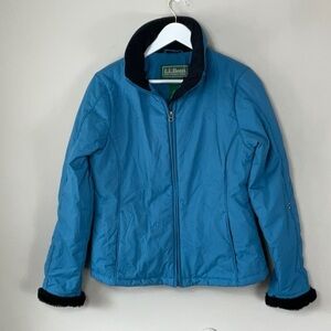 L.L. Bean woman’s blue parka with floral embroidery